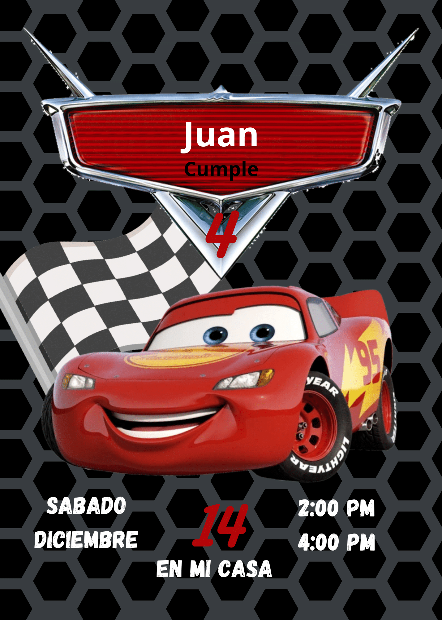 Invitaciones de Cars - Agregar un subtitulo