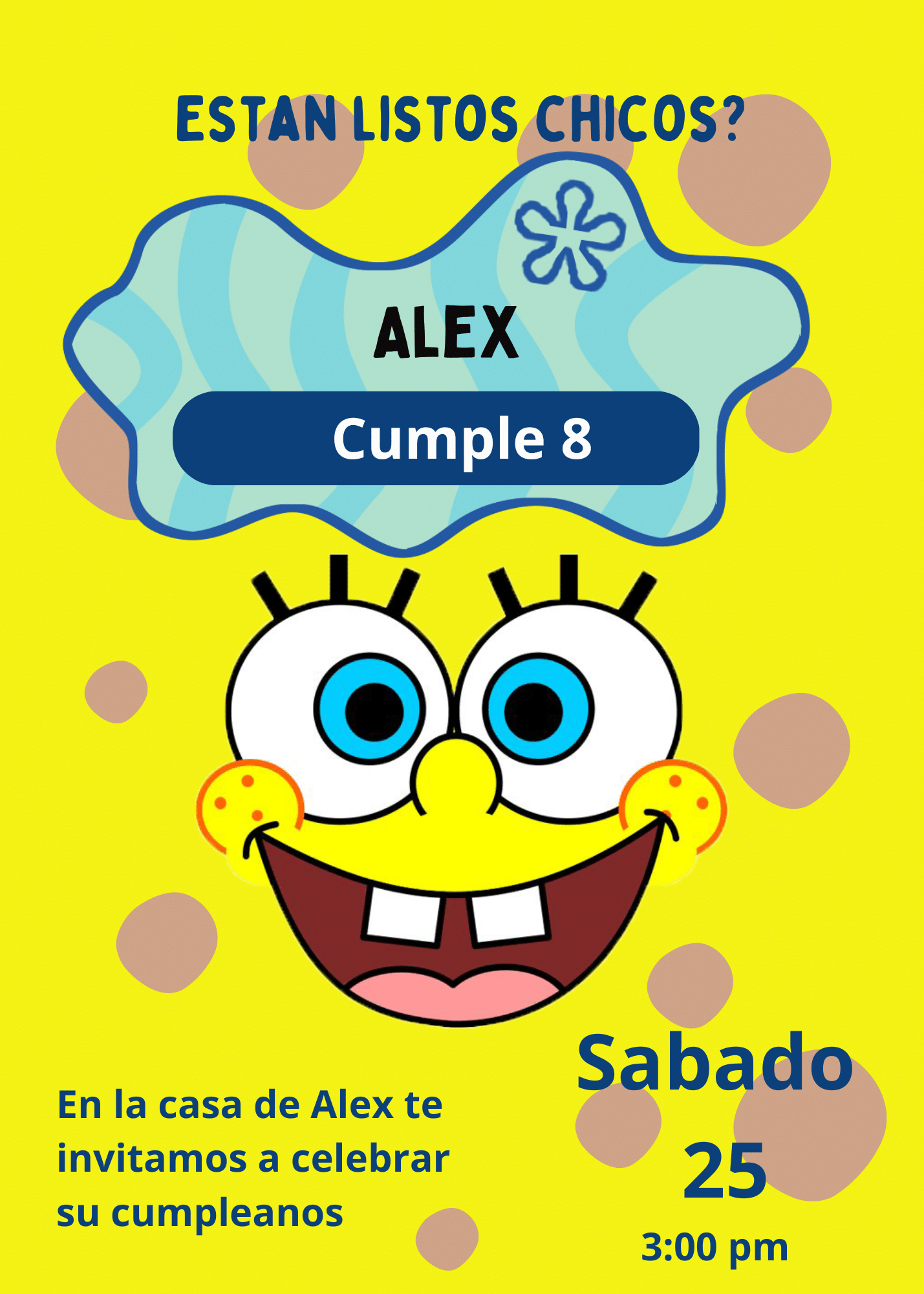 Invitaciones de Bob esponja - Bob Esponja